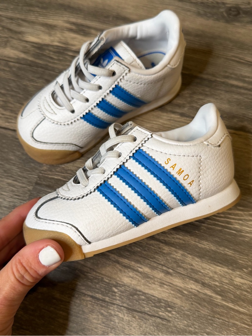 Adidas Samoa Kids Shoes Size 6K White Blue Gum IG4173 Originals Sneakers